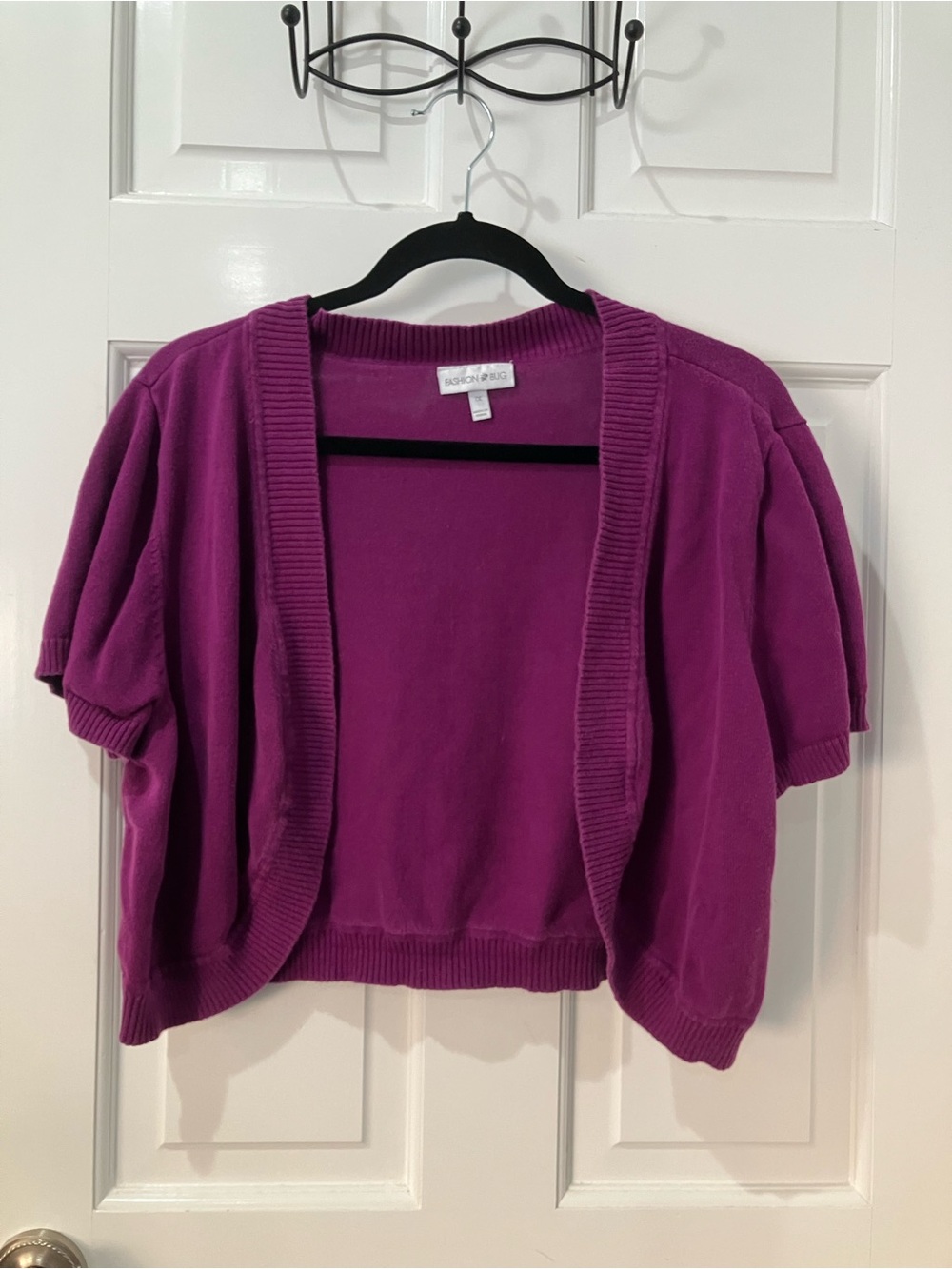 Fashion Bug Purple Short Sleeve Open Front Cardigan Shrug